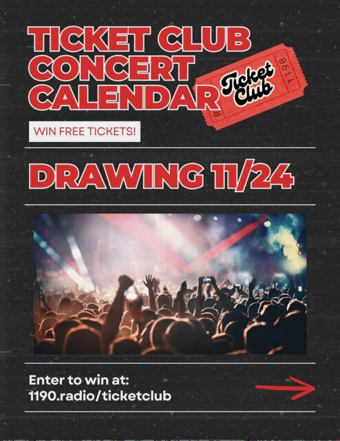 Come one, come all and witness our new TICKET CLUB GIVEAWAY!! Head to 1190.radio/ticketclub and enter to win free concert tickets to any of these awesome shows - drawing is 11/24! 🎟️

@memphismayfire 
@cupresents 
@thejackiegreene 
@briaskonberg 
@laerzmusic 
@sqwerv @thecopperchildren 
@rootsmusicproject
