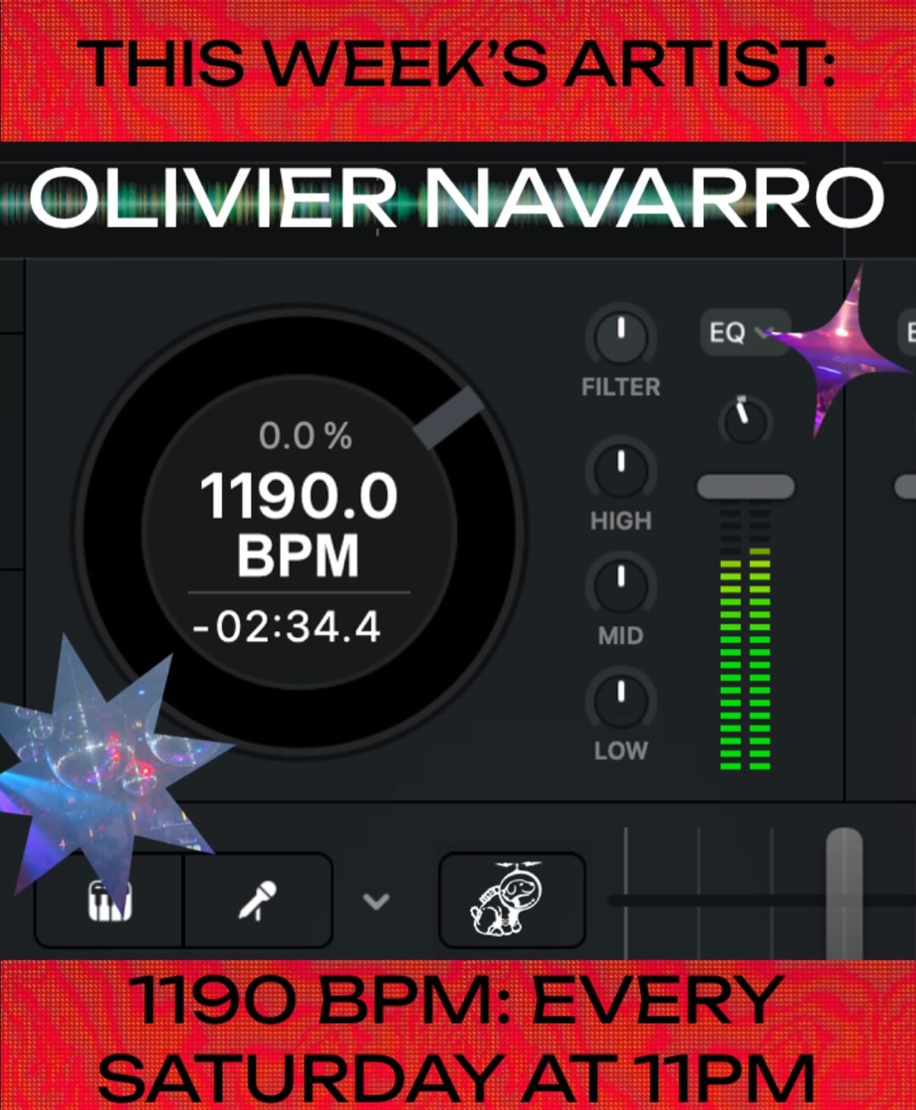 this week’s 1190 BPM artist is:

OLIVIER NAVARRO!

tune in tomorrow February 7th at 11pm to hear Olivier Navarro’s mix, then tune in every Saturday night at 11 for a new mix - and submit your own to air on BPM at https://1190.radio/bpm 💥