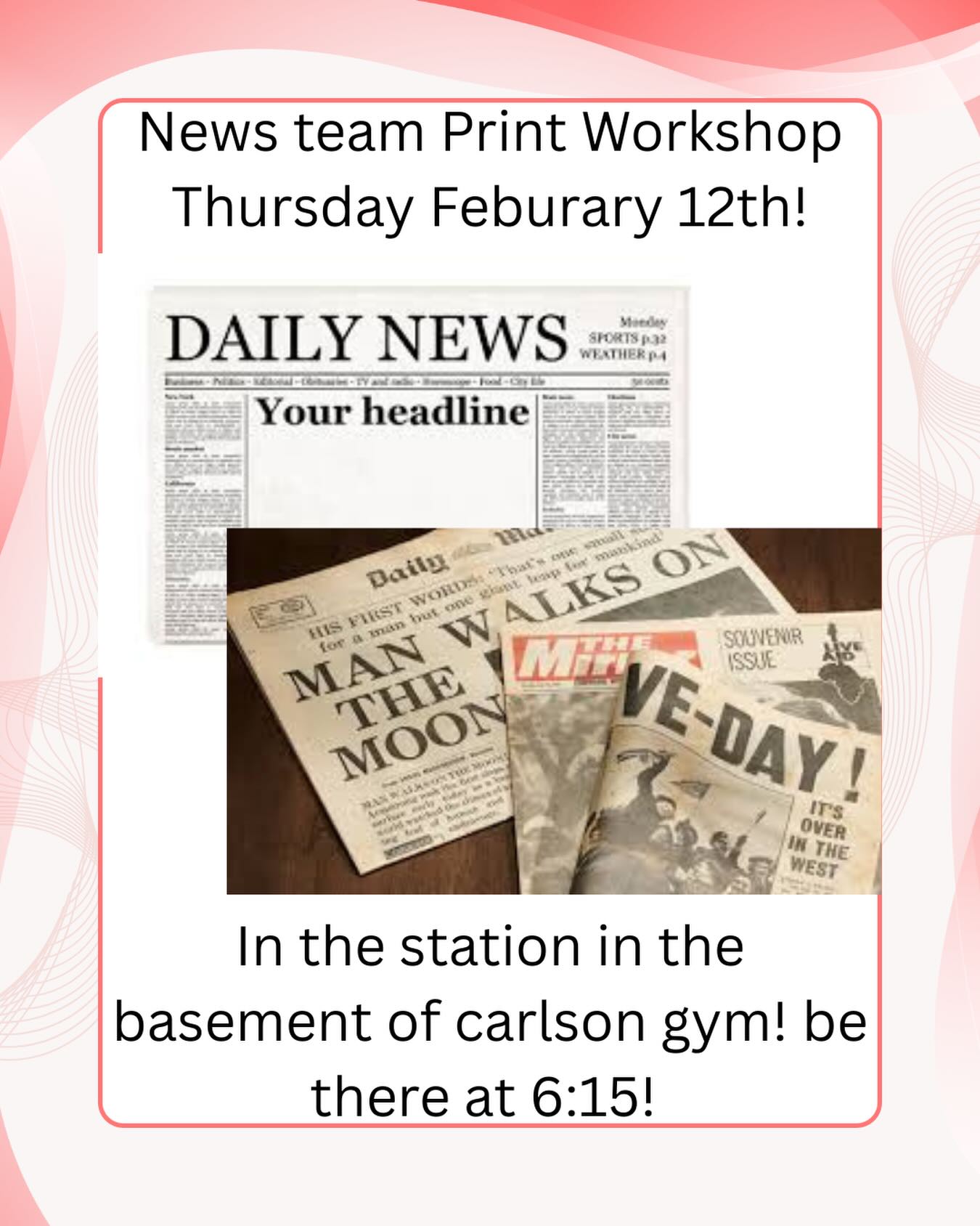 Yay! Come by the station tomorrow to check out the print workshop and better your writing!