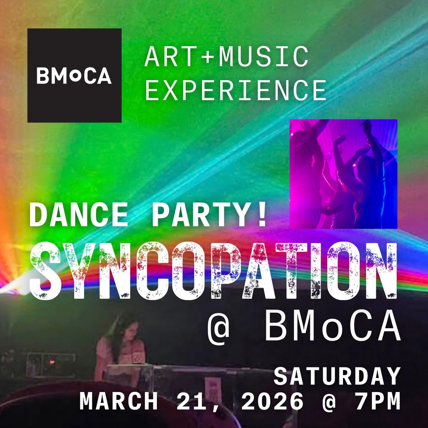 Radio 1190 is excited to partner with the Boulder Museum of Contemporary Art to present Syncopation, a celebration of art and music! Join us on March 21st for dancing, food, and music provided by Radio 1190 DJs Tallulah Torres, Elliana Nickel, and Ella Krelovich! 🪩