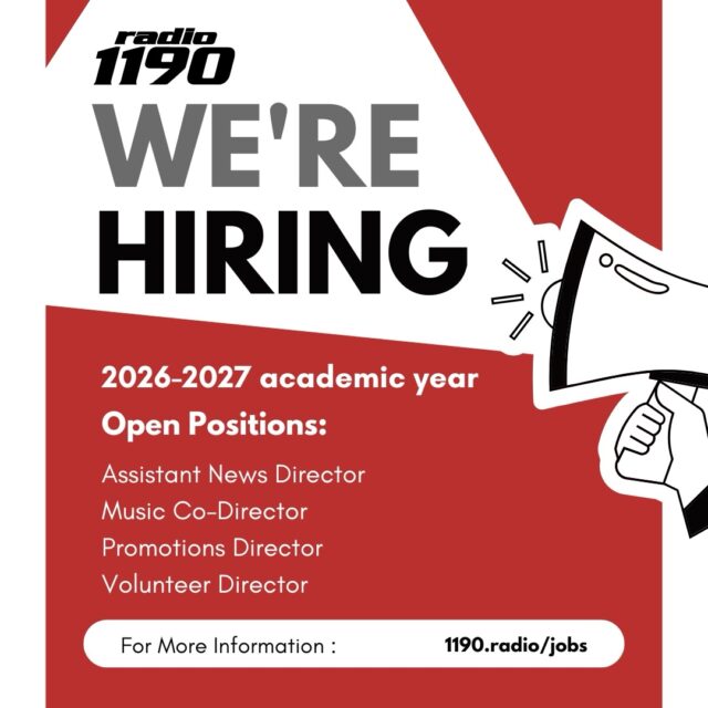 Applications are live! Head to 1190.radio/jobs for the opportunity to apply to be one of our student directors! ❤️