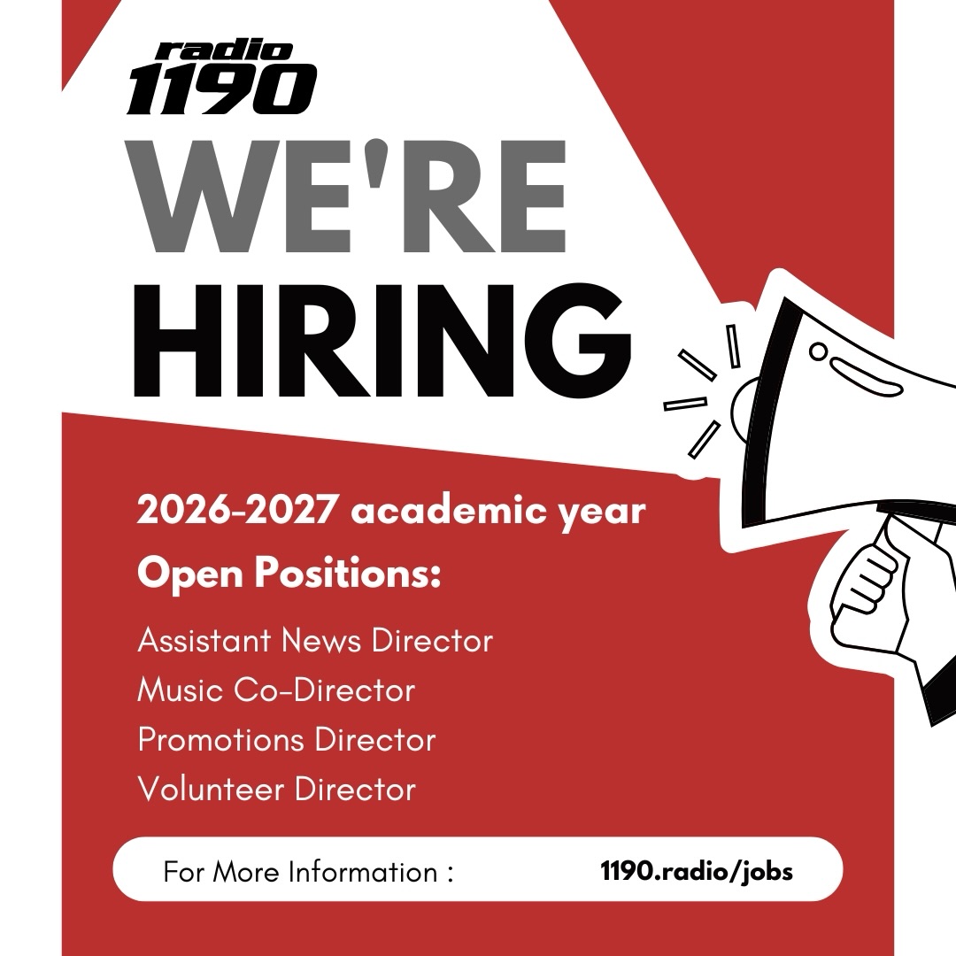 Applications are live! Head to 1190.radio/jobs for the opportunity to apply to be one of our student directors! ❤️