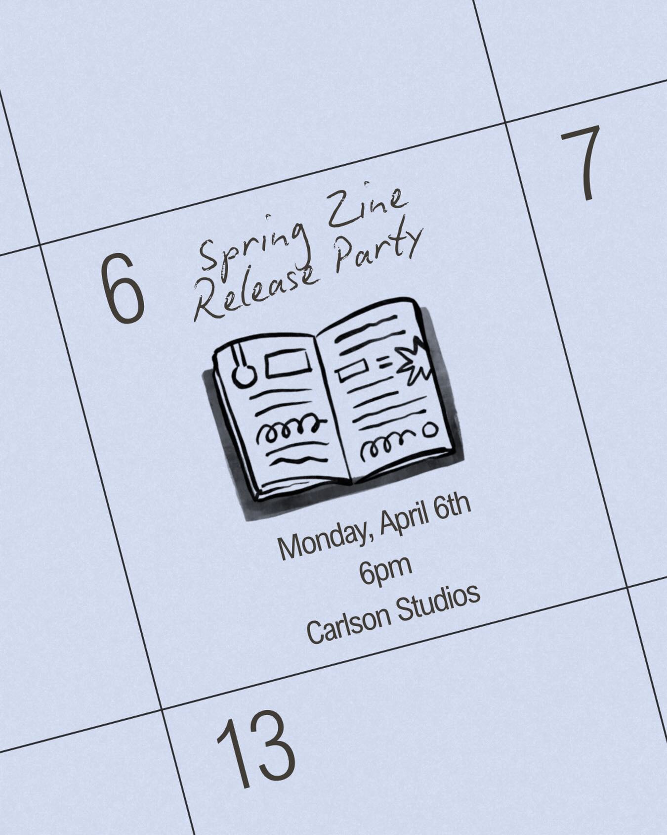 Join us today at 6pm in our studios for our Spring Zine Release Party!